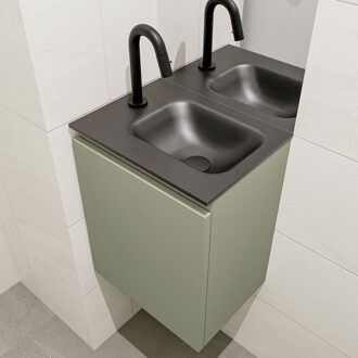 Mondiaz OLAN 40cm toiletmeubel army. LEX wastafel urban rechts 1 kraangat