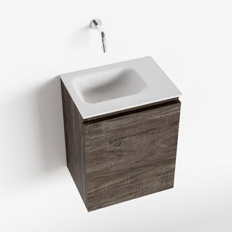 Mondiaz OLAN 40cm toiletmeubel dark brown. LEX wastafel talc links geen kraangat