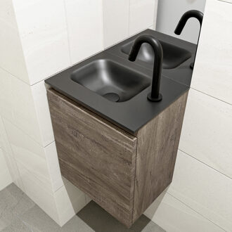 Mondiaz OLAN 40cm toiletmeubel dark brown. LEX wastafel urban links 1 kraangat