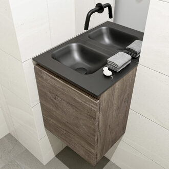 Mondiaz OLAN 40cm toiletmeubel dark brown. LEX wastafel urban links geen kraangat