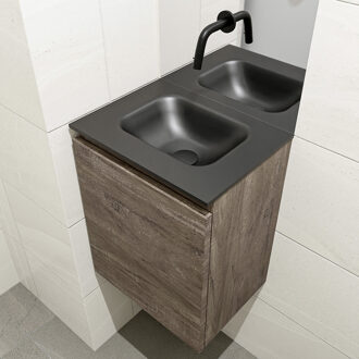 Mondiaz OLAN 40cm toiletmeubel dark brown. LEX wastafel urban midden geen kraangat