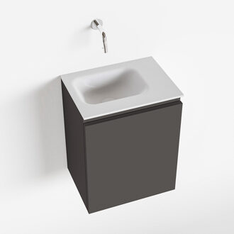 Mondiaz OLAN 40cm toiletmeubel dark grey. LEX wastafel talc links geen kraangat