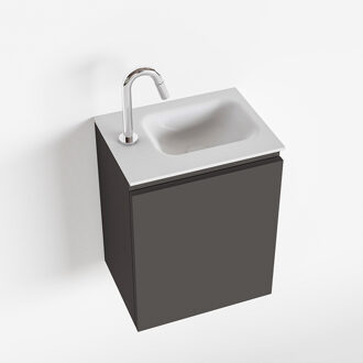 Mondiaz OLAN 40cm toiletmeubel dark grey. LEX wastafel talc rechts 1 kraangat