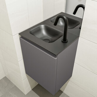 Mondiaz OLAN 40cm toiletmeubel dark grey. LEX wastafel urban links 1 kraangat