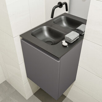 Mondiaz OLAN 40cm toiletmeubel dark grey. LEX wastafel urban links geen kraangat