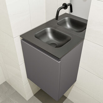 Mondiaz OLAN 40cm toiletmeubel dark grey. LEX wastafel urban midden geen kraangat