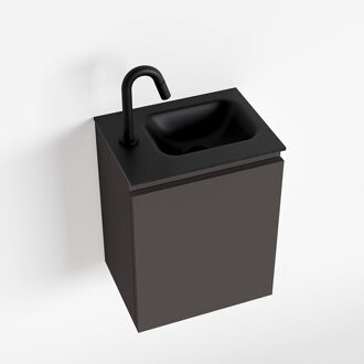 Mondiaz OLAN 40cm toiletmeubel dark grey. LEX wastafel urban rechts 1 kraangat