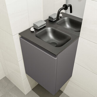 Mondiaz OLAN 40cm toiletmeubel dark grey. LEX wastafel urban rechts geen kraangat