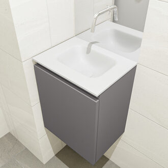 Mondiaz Olan 40cm toiletmeubel dark grey met wastafel talc midden geen kraangat