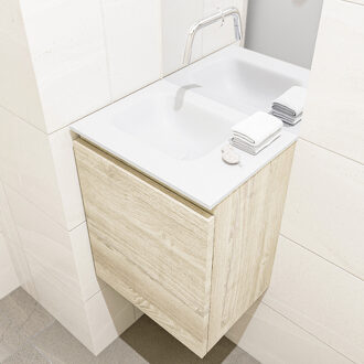 Mondiaz OLAN 40cm toiletmeubel light brown grey. LEX wastafel talc links geen kraangat