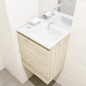 Mondiaz OLAN 40cm toiletmeubel light brown grey. LEX wastafel talc rechts geen kraangat