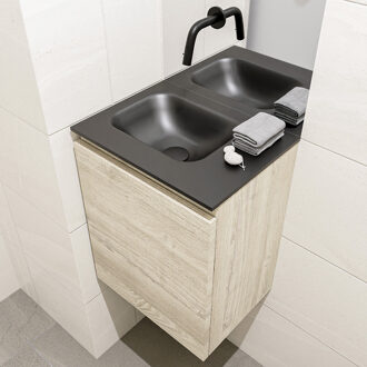 Mondiaz OLAN 40cm toiletmeubel light brown grey. LEX wastafel urban links geen kraangat