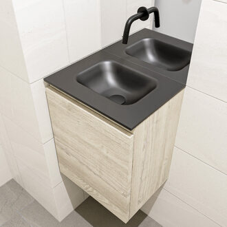 Mondiaz OLAN 40cm toiletmeubel light brown grey. LEX wastafel urban midden geen kraangat