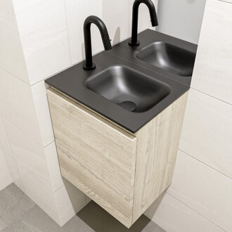 Mondiaz OLAN 40cm toiletmeubel light brown grey. LEX wastafel urban rechts 1 kraangat