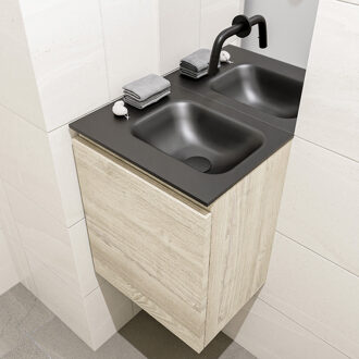 Mondiaz OLAN 40cm toiletmeubel light brown grey. LEX wastafel urban rechts geen kraangat