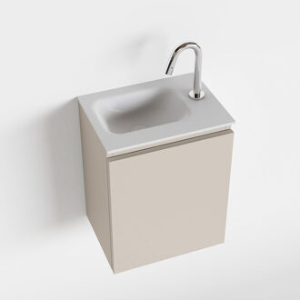 Mondiaz OLAN 40cm toiletmeubel linen. LEX wastafel talc links 1 kraangat