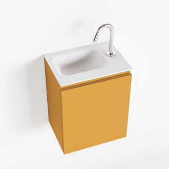 Mondiaz OLAN 40cm toiletmeubel ocher. LEX wastafel talc links 1 kraangat