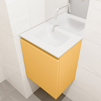 Mondiaz OLAN 40cm toiletmeubel ocher. LEX wastafel talc midden geen kraangat