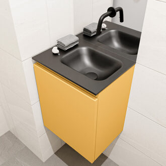 Mondiaz Olan 40cm toiletmeubel ocher met wastafel urban rechts geen kraangat