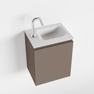 Mondiaz OLAN 40cm toiletmeubel smoke. LEX wastafel talc rechts 1 kraangat