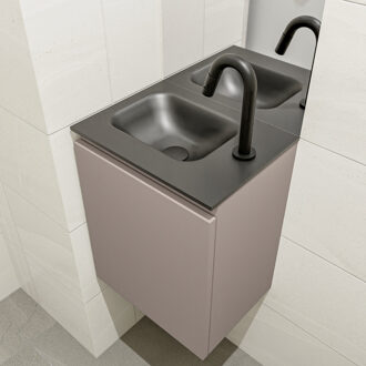 Mondiaz OLAN 40cm toiletmeubel smoke. LEX wastafel urban links 1 kraangat