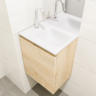 Mondiaz OLAN 40cm toiletmeubel washed_oak. LEX wastafel talc rechts 1 kraangat