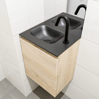 Mondiaz OLAN 40cm toiletmeubel washed_oak. LEX wastafel urban links 1 kraangat