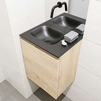 Mondiaz OLAN 40cm toiletmeubel washed_oak. LEX wastafel urban links geen kraangat