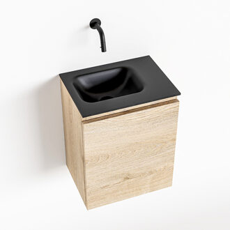 Mondiaz OLAN 40cm toiletmeubel washed_oak. LEX wastafel urban links geen kraangat