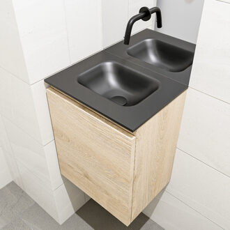 Mondiaz OLAN 40cm toiletmeubel washed_oak. LEX wastafel urban midden geen kraangat