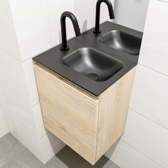 Mondiaz OLAN 40cm toiletmeubel washed_oak. LEX wastafel urban rechts 1 kraangat