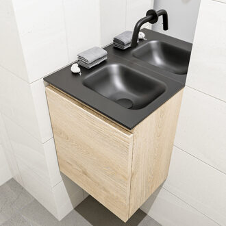 Mondiaz OLAN 40cm toiletmeubel washed_oak. LEX wastafel urban rechts geen kraangat