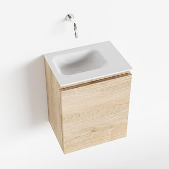 Mondiaz Olan 40cm toiletmeubel washed oak met wastafel talc links geen kraangat