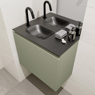 Mondiaz OLAN 60cm toiletmeubel army. LEX wastafel urban links 1 kraangat