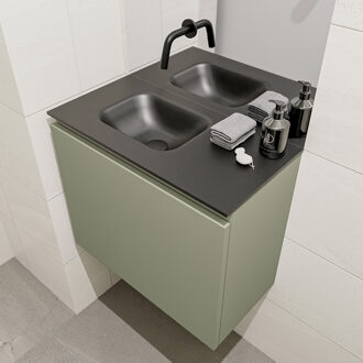 Mondiaz OLAN 60cm toiletmeubel army. LEX wastafel urban links geen kraangat