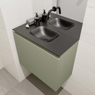 Mondiaz OLAN 60cm toiletmeubel army. LEX wastafel urban midden geen kraangat