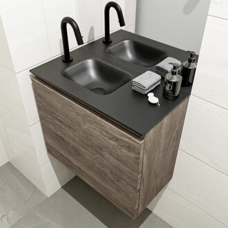 Mondiaz OLAN 60cm toiletmeubel dark brown. LEX wastafel urban links 1 kraangat