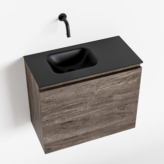 Mondiaz OLAN 60cm toiletmeubel dark brown. LEX wastafel urban links geen kraangat