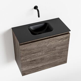 Mondiaz OLAN 60cm toiletmeubel dark brown. LEX wastafel urban midden geen kraangat