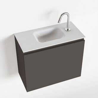Mondiaz OLAN 60cm toiletmeubel dark grey. LEX wastafel talc midden 1 kraangat