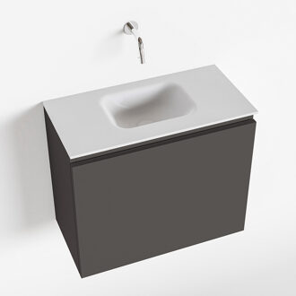 Mondiaz OLAN 60cm toiletmeubel dark grey. LEX wastafel talc midden geen kraangat