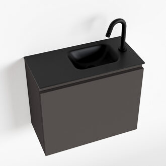 Mondiaz OLAN 60cm toiletmeubel dark grey. LEX wastafel urban rechts 1 kraangat