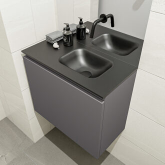 Mondiaz OLAN 60cm toiletmeubel dark grey. LEX wastafel urban rechts geen kraangat