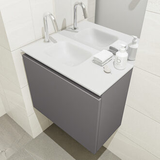 Mondiaz Olan 60cm toiletmeubel dark grey met wastafel talc links 1 kraangat