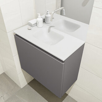 Mondiaz Olan 60cm toiletmeubel dark grey met wastafel talc midden geen kraangat