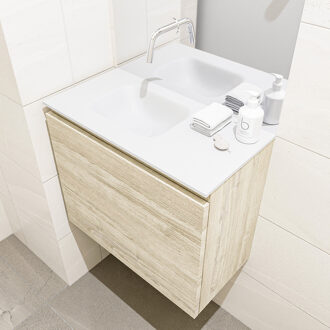 Mondiaz OLAN 60cm toiletmeubel light brown grey. LEX wastafel talc links geen kraangat