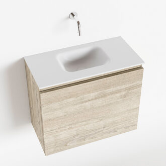 Mondiaz OLAN 60cm toiletmeubel light brown grey. LEX wastafel talc midden geen kraangat