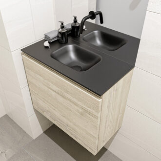 Mondiaz OLAN 60cm toiletmeubel light brown grey. LEX wastafel urban midden geen kraangat