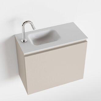 Mondiaz OLAN 60cm toiletmeubel linen. LEX wastafel talc links 1 kraangat