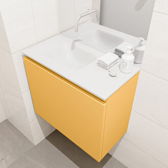 Mondiaz OLAN 60cm toiletmeubel ocher. LEX wastafel talc links geen kraangat